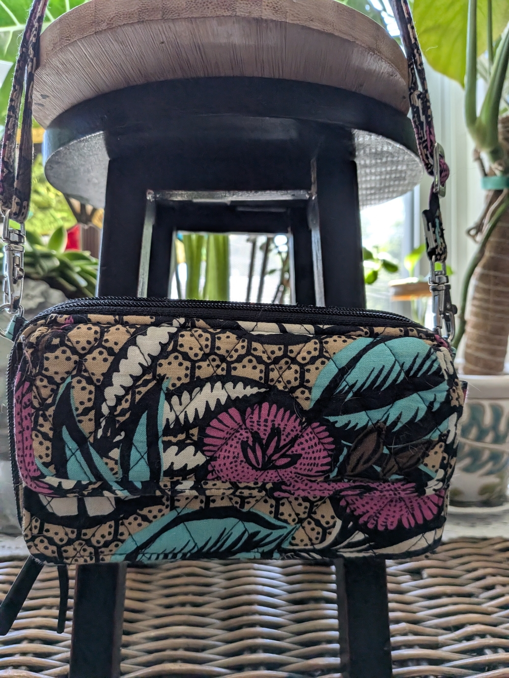 Vera Bradley Floral Quilted Crossbody in Teal Pink